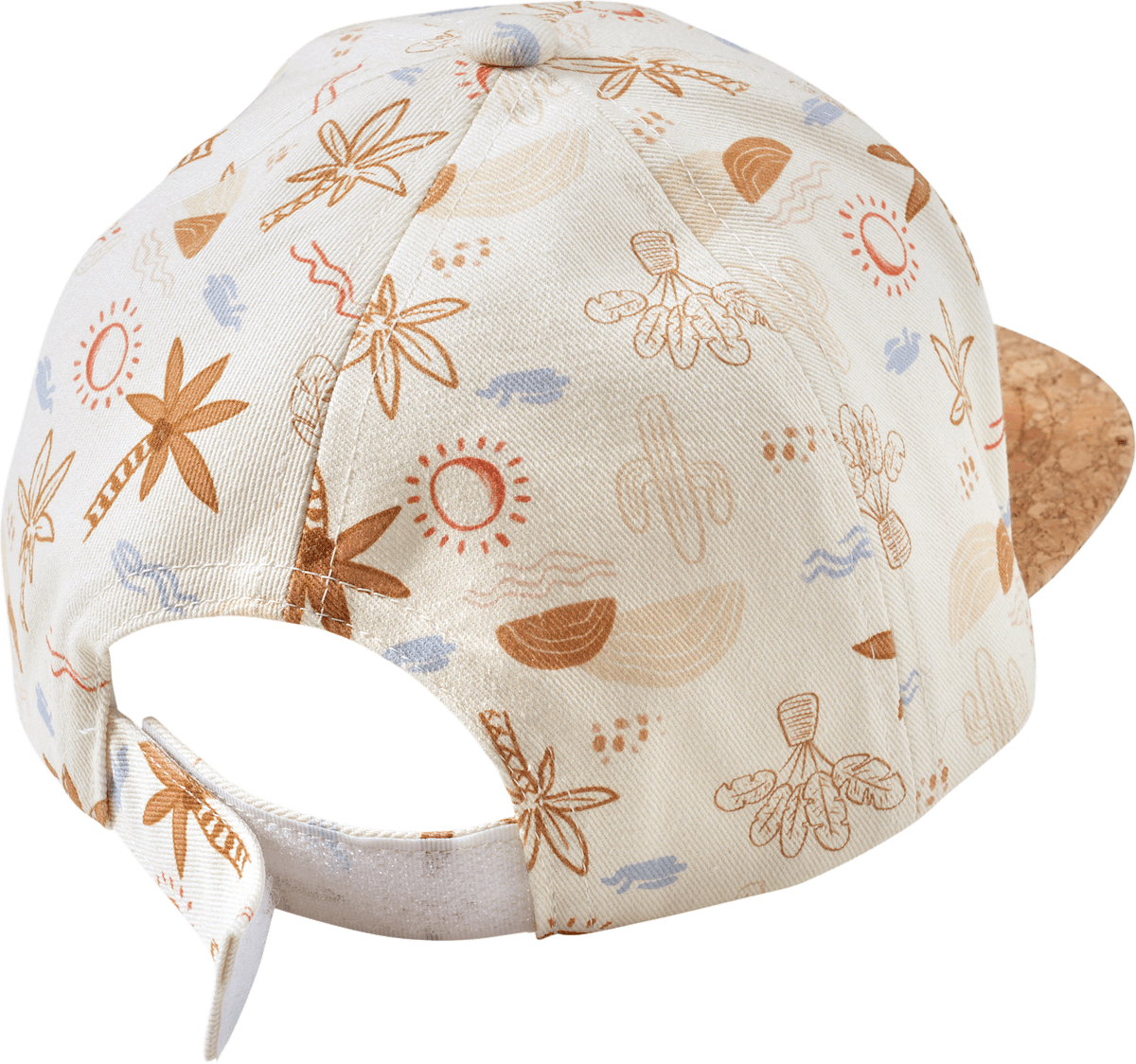 Casquette PUSBLU avec visière en liège & motif palmiers, beige, taille 52/53, 1 pce