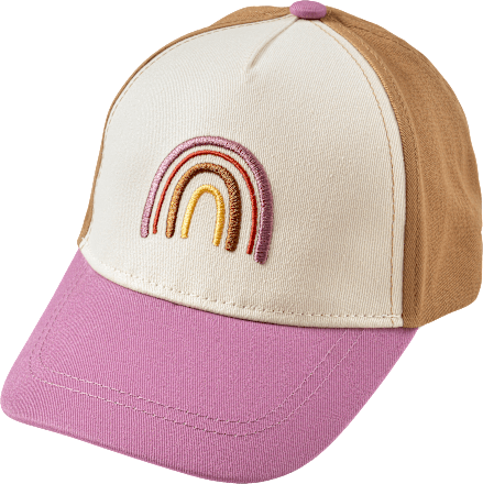 Basecap mit Regenbogen-Applikation, rosa & beige, Gr. 52/53, 1 St