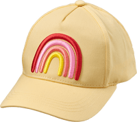 PUSBLU Basecap mit Regenbogen-Bouclé-Applikation, gelb, Gr. 54/55, 1 St
