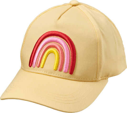 Casquette PUSBLU avec appliqué bouclé arc-en-ciel, jaune, taille 54/55, 1 pce