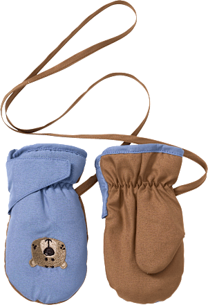 Fäustlinge mit Bären-Motiv, blau & braun, Gr. 1, 1 St