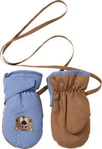 Fäustlinge mit Bären-Motiv, blau & braun, Gr. 1, 1 St