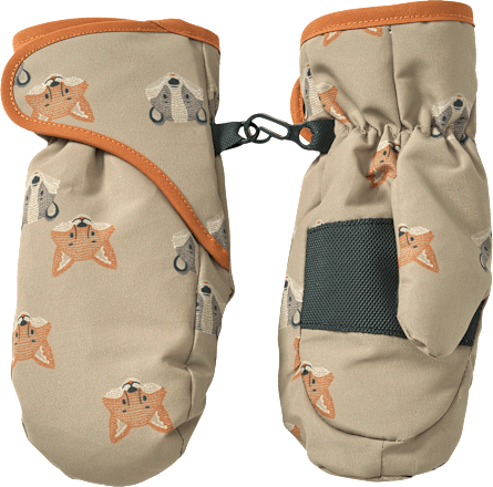 Fäustlinge mit Fuchs-Muster, braun, Gr. 2, 1 St