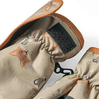 Fäustlinge mit Fuchs-Muster, braun, Gr. 2, 1 St