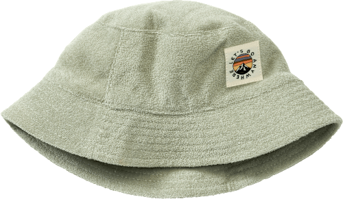 Hut aus Frottee und mit "Let's go anywhere"-Label, grün, Gr. 52/53, 1 St PUSBLU