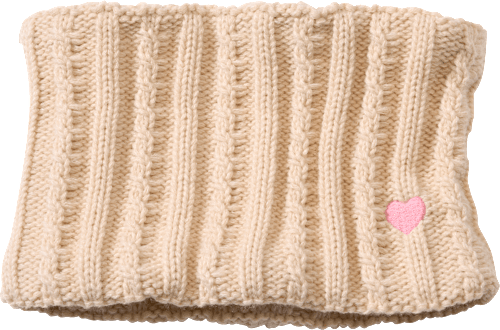 Loop Schal mit Zopfmuster & Herz-Stickerei, beige, 1 St