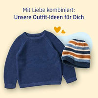 Mütze aus Strick, blau & weiß & braun, Gr. 52/53, 1 St