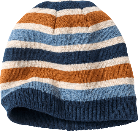 Mütze aus Strick, blau & weiß & braun, Gr. 52/53, 1 St