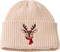 Mütze aus Strick mit Rentier-Stickerei, beige, Gr. 54/55, 1 St