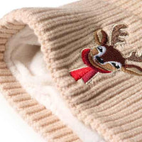Mütze aus Strick mit Rentier-Stickerei, beige, Gr. 54/55, 1 St