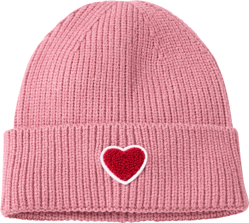 Hoed met hartjesapplicatie, roze, maat 52/53, 1 stuk