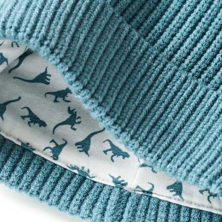 Mütze mit Viskose & Dino-Muster, blau, Gr. 52/53, 1 St