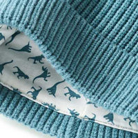 Mütze mit Viskose & Dino-Muster, blau, Gr. 52/53, 1 St