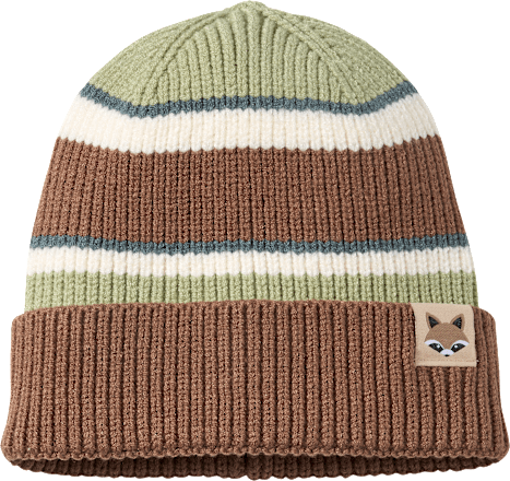 Mütze mit Viskose & Streifen-Muster, grün + braun, Gr. 50/51, 1 St