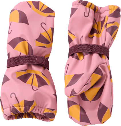 Regenhandschoenen met voering en paraplupatroon, roze, maat 3, 1 stuk