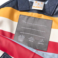 Regenbroek met voering en strepenpatroon, rood, blauw en geel, maat 98/104, 1 stuk