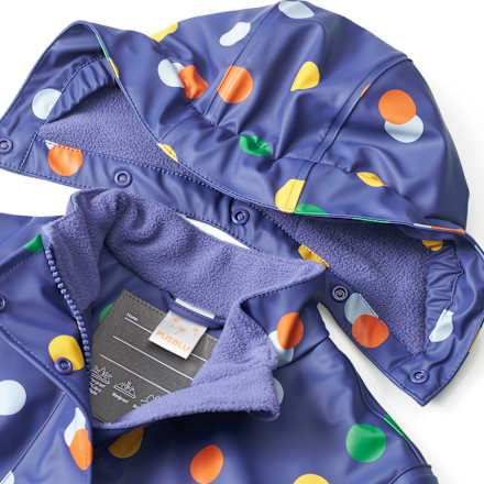 Regenjacke mit Fleece-Futter & Punkte-Muster, blau, Gr. 86/92, 1 St
