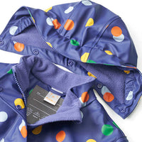 Regenjacke mit Fleece-Futter & Punkte-Muster, blau, Gr. 86/92, 1 St