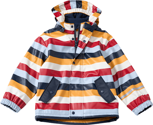 Regenjacke mit Futter & Streifen-Muster, rot & blau & gelb, Gr.  110/116, 1 St