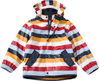 Regenjacke mit Futter & Streifen-Muster, rot & blau & gelb, Gr.  110/116, 1 St