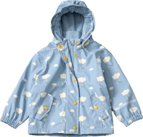Regenjas met voering en wolkenpatroon, blauw, maat 86/92, 1 stuk