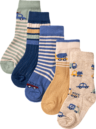 Socken mit Baustellen-Motiven, blau, Gr. 23/26, 5 St