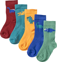 Socken mit Dino-Muster, bunt, Gr. 19/22, 5 St