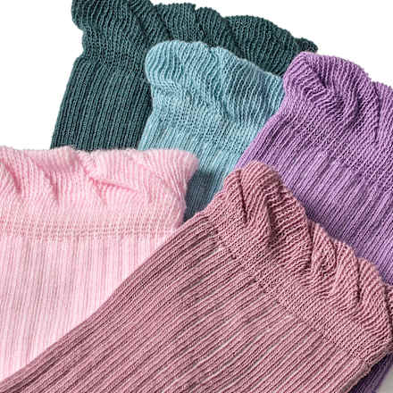 Socken mit Ripp-Struktur, lila + rosa + grün, Gr. 27/29, 5 St