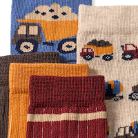 Socken mit Ripp-Struktur & Fahrzeug-Muster, bunt, Gr. 23/26, 5 St