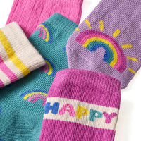 Socken mit Ripp-Struktur und Regenbogen-Muster, lila + blau, Gr. 27/29, 5 St