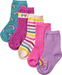 Socken mit Ripp-Struktur und Regenbogen-Muster, lila + blau, Gr. 27/29, 5 St