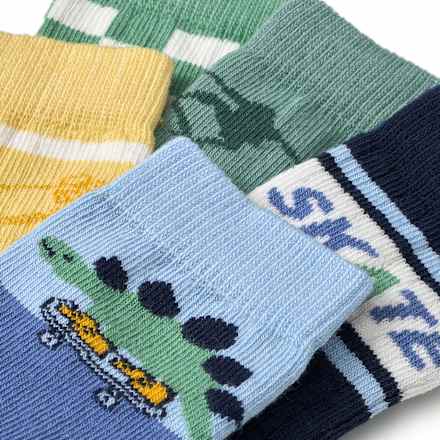 Socken mit Skate-Motiven, grün + blau + gelb, Gr. 27/29, 5 St