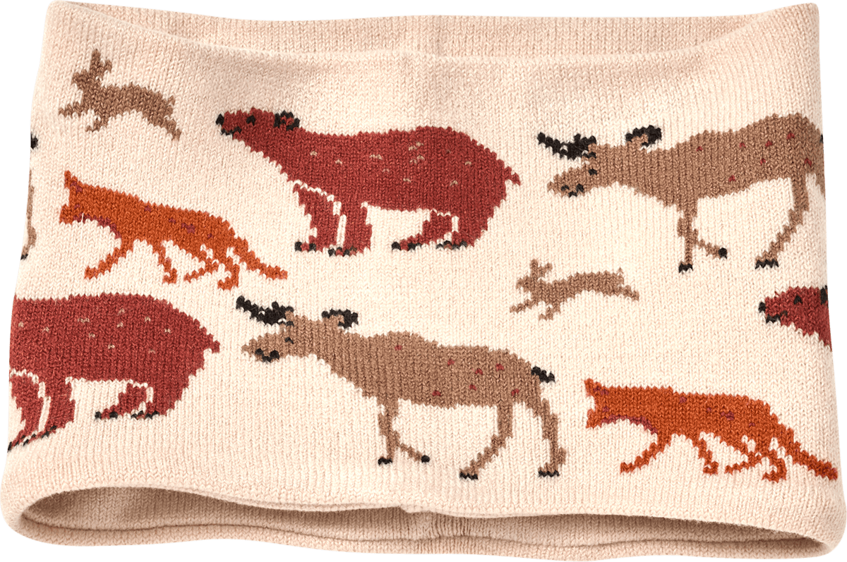 Strick Loop Schal mit Waldtier-Muster, beige, 1 St