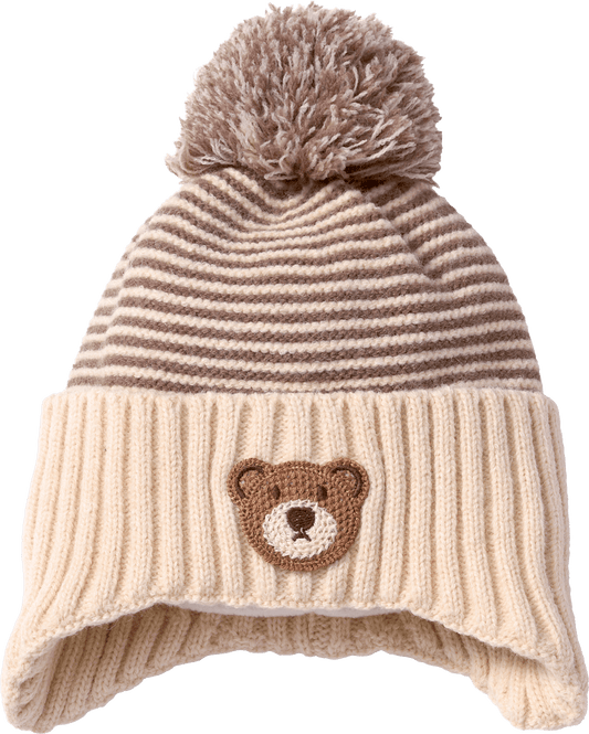 PUSBLU Bonnet en maille avec appliqué ours, beige, taille 48/49