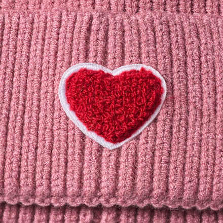 Strickmütze mit Herz-Applikation, rosa, Gr. 54/55