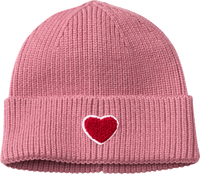 Strickmütze mit Herz-Applikation, rosa, Gr. 54/55