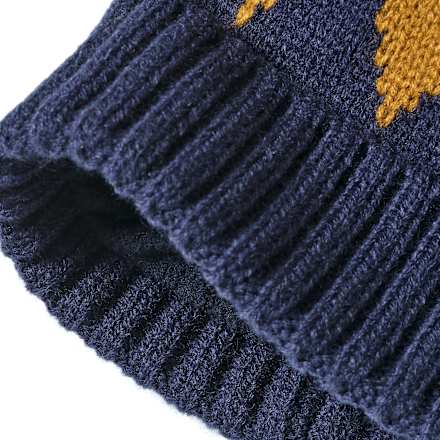 Strickmütze mit Norweger-Muster, blau & weiß, Gr. 50/51, 1 St