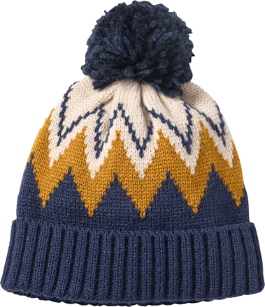 Strickmütze mit Norweger-Muster, blau & weiß, Gr. 50/51, 1 St