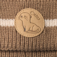 PUSBLU Strickmütze mit Otter-Patch, braun, Gr. 52/53