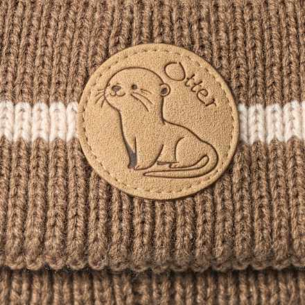 Strickmütze mit Otter-Patch, braun, Gr. 52/53