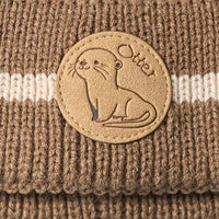 PUSBLU Strickmütze mit Otter-Patch, braun, Gr. 54/55