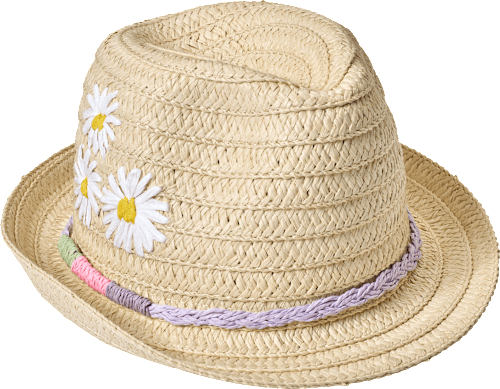 Strohhut mit Blumen-Motiv, beige, Gr. 54/55, 1 St PUSBLU