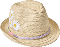 Strohhut mit Blumen-Motiv, beige, Gr. 54/55, 1 St PUSBLU