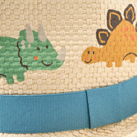 Strohhut mit Dino-Motiv, beige, Gr. 48/49, 1 St