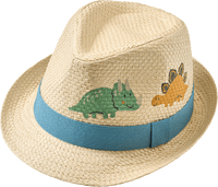 Strohhut mit Dino-Motiv, beige, Gr. 48/49, 1 St
