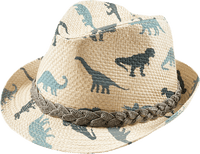 Strohhut mit Dinosaurier-Muster, beige, Gr. 52/53, 1 St