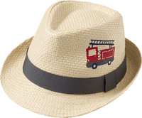 Strohhut mit Feuerwehr-Motiv, beige, Gr. 48/49, 1 St PUSBLU