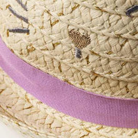 Strohhut mit Katzen-Motiv, beige, Gr. 48/49, 1 St