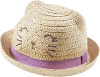 Strohhut mit Katzen-Motiv, beige, Gr. 50/51, 1 St