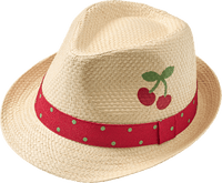 Strohhut mit Kirsch-Motiv, beige, Gr. 52/53, 1 St